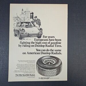 1974 Dunlop Elite Steel‎ Belt Radial Tires Vintage Print Ad Buffalo NY European